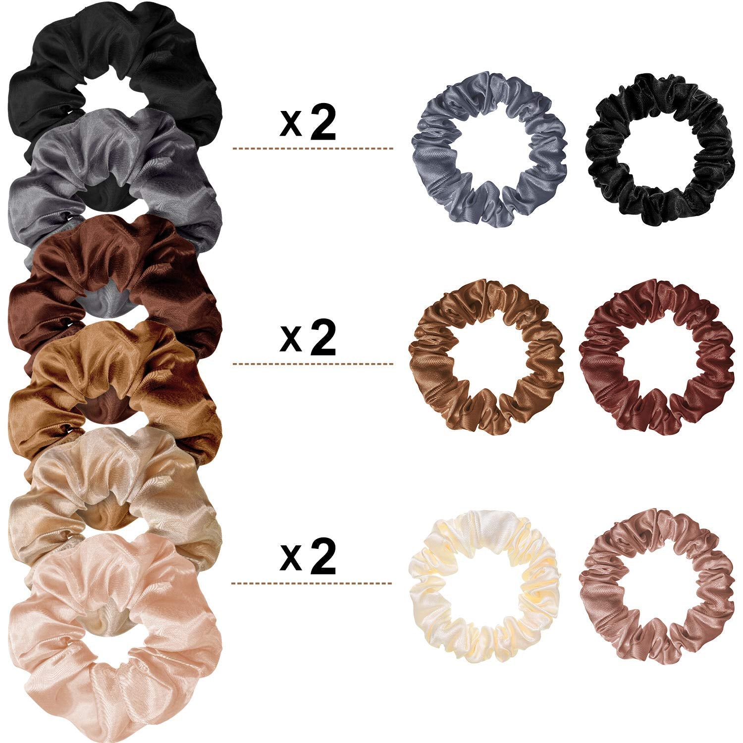 24 Pieces Satin Hair Scrunchies Silk Elastic Hair Bands Skinny Solid Hair Ties Ropes Ponytail Holder for Women Girls Hair Accessories Decorations (Chic Colors)