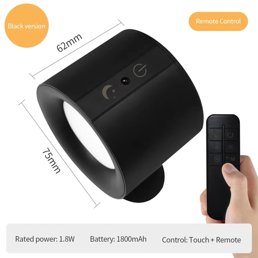 Led Double Head Wall Lamp Touch Control Remote 360 Rotatable USB Recharge 3Colors Wall Lights Wireless Night Lights for Bedroom